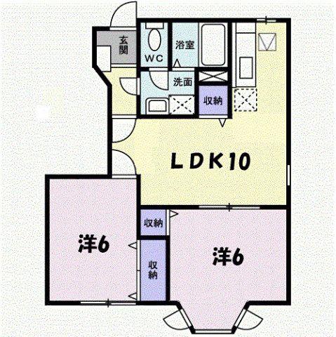 ライジングヒルズ(2LDK/1階)の間取り写真