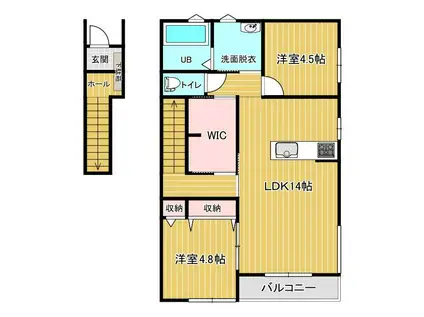 クレストガーデン(2LDK/2階)の間取り写真