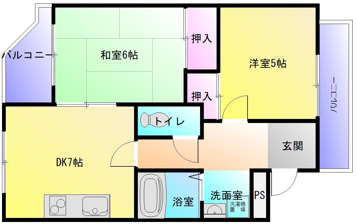 リバーヒル八尾(2DK/4階)の間取り写真