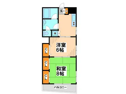 ユーキドエル(2K/3階)の間取り写真