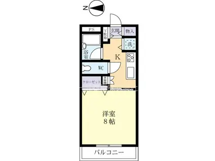 グランディル・K(1K/1階)の間取り写真