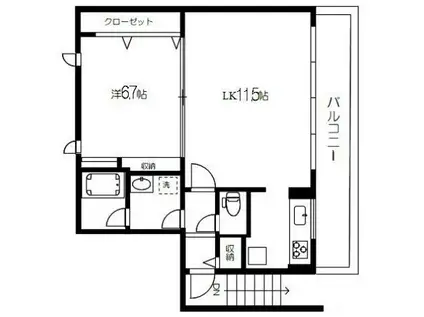 蘭聚瀬田ランジュセタ(1LDK/2階)の間取り写真
