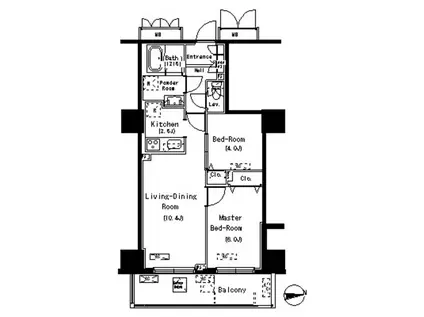 パークアクシス元浅草ステージ(2LDK/11階)の間取り写真