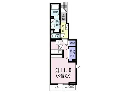 プリムローズA(ワンルーム/1階)の間取り写真