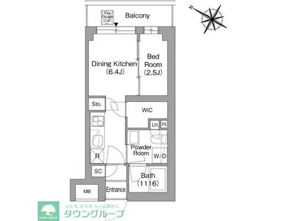 ORSUS戸越銀座(1DK/1階)の間取り写真