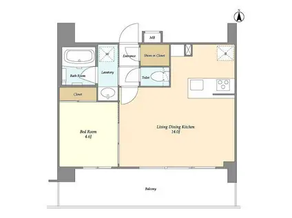 BLAU本所春日通(1LDK/8階)の間取り写真