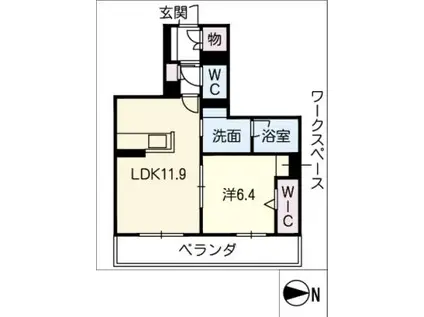 シャーメゾンステージ岐南(1LDK/1階)の間取り写真