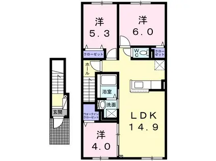 カーサ 富岡(3LDK/2階)の間取り写真