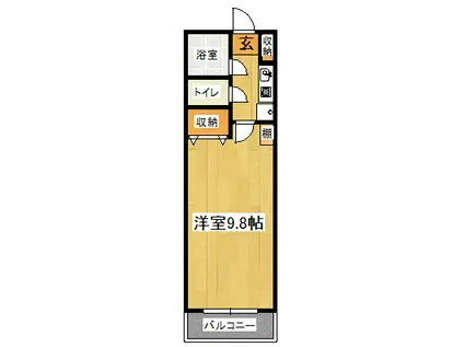 コスモスコート(1K/2階)の間取り写真