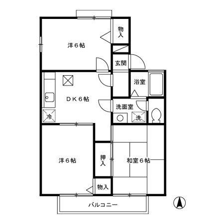 セジュールグランデIII(3DK/2階)の間取り写真