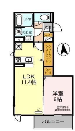 D-ROOM宇須 輝(1LDK/3階)の間取り写真