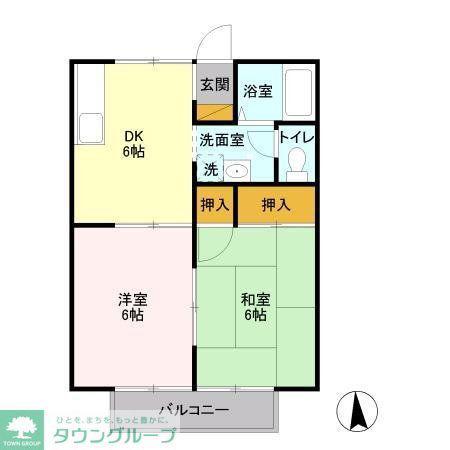 ニューエクセルハイム(2DK/2階)の間取り写真