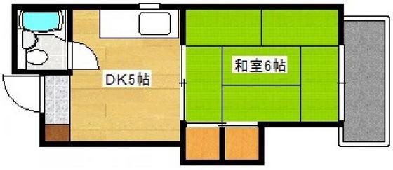 コーポ福島(1DK/3階)の間取り写真