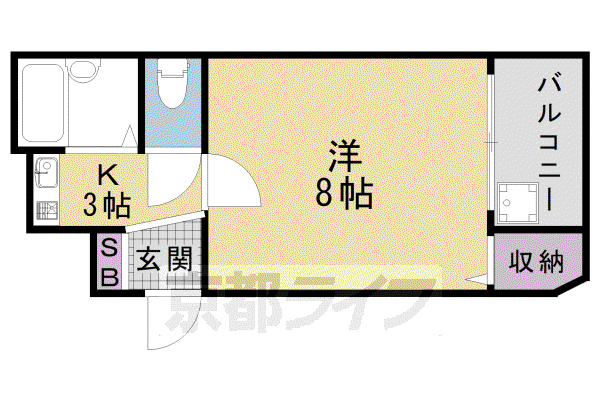 A・CCUEIL 五条(1K/1階)の間取り写真