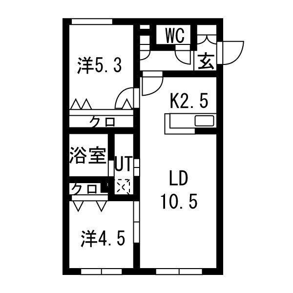 LIEN北18(2LDK/1階)の間取り写真