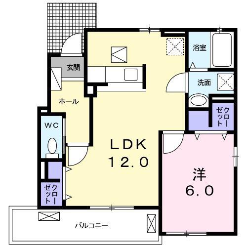 グリップII(1LDK/1階)の間取り写真