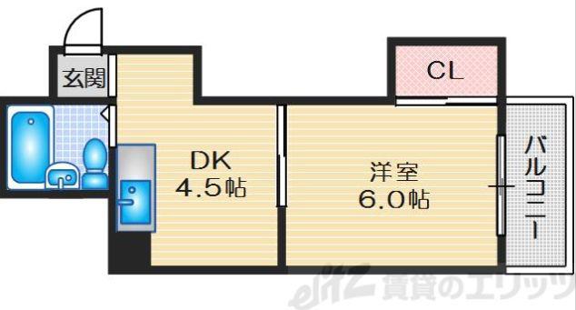 臼井ビル(1DK/2階)の間取り写真