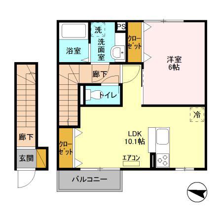 ラ ナチュール(1LDK/2階)の間取り写真