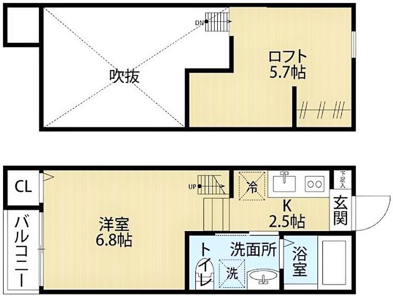 アクアプレイス日進(ワンルーム/1階)の間取り写真