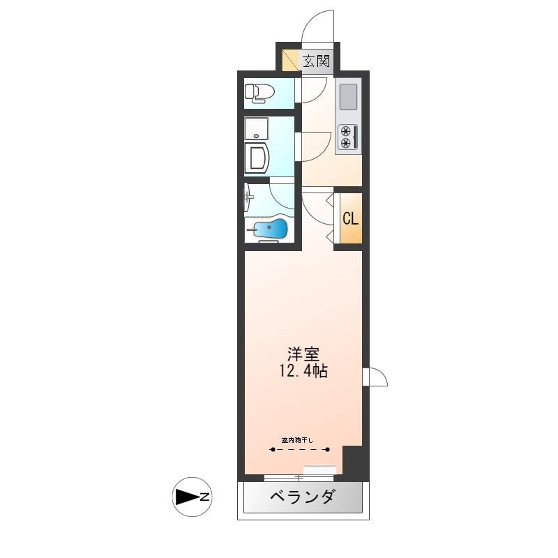 サンライズ宇都宮(1K/8階)の間取り写真