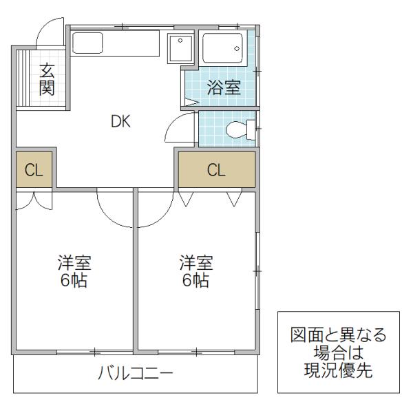 シルフィード(2DK/2階)の間取り写真