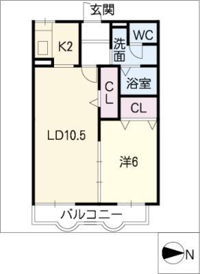 グリーンハイツ岳見(1LDK/1階)の間取り写真