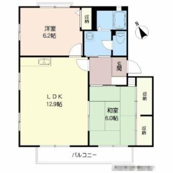 フィオーレI B棟(2LDK/2階)の間取り写真