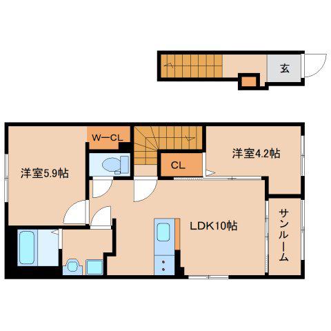 南京終7丁目アパート工事(2LDK/2階)の間取り写真