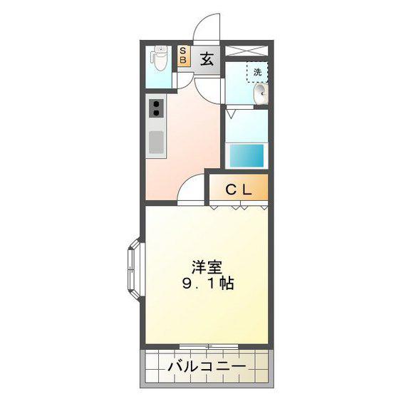 サンビラージュ(1K/1階)の間取り写真