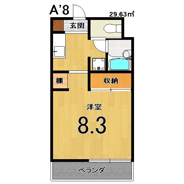 スクリーン3233(1K/4階)の間取り写真