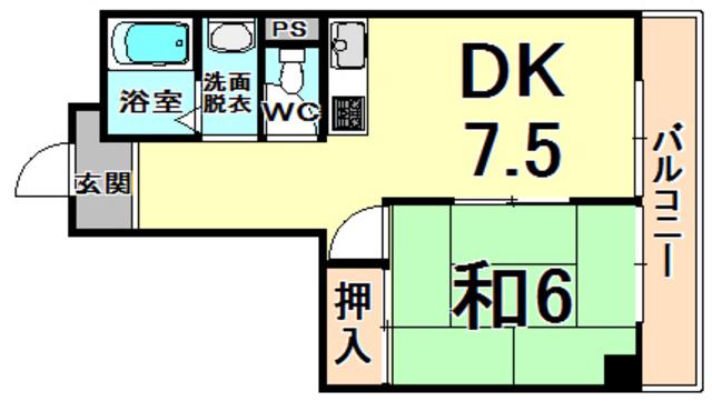 ミピアーチェ武庫之荘(1DK/2階)の間取り写真