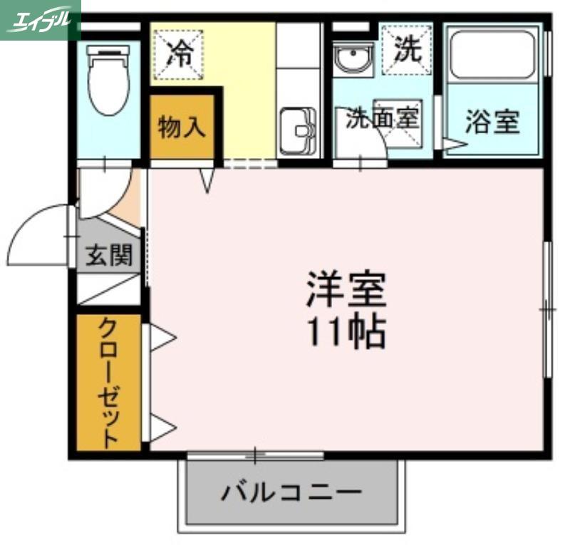 フェイバリットフラット C棟(ワンルーム/1階)の間取り写真