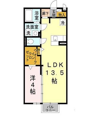 ブランコート(1LDK/2階)の間取り写真