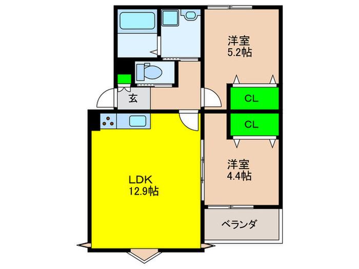 N.MAISON七隈(2LDK/3階)の間取り写真