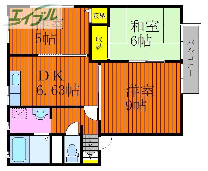 ディアスG I棟(3DK/1階)の間取り写真