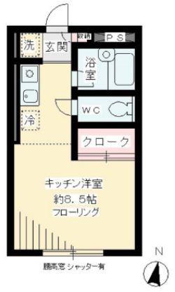 メープルハウスM明大前B棟(ワンルーム/1階)の間取り写真