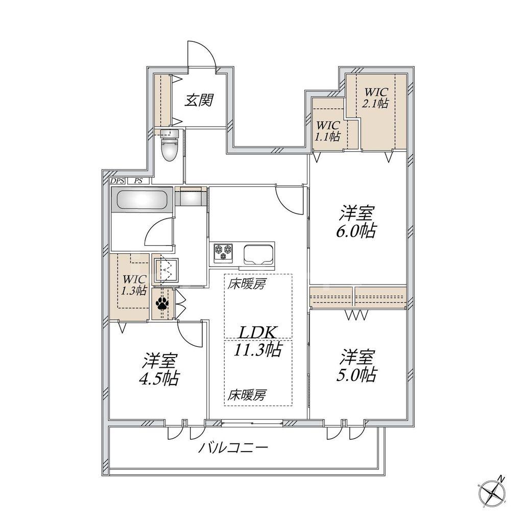 THE PRIMROSE AT東松戸(3LDK/4階)の間取り写真
