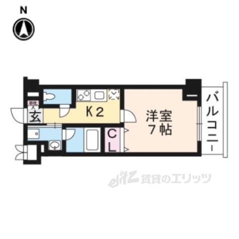 アスヴェル京都東寺前Ⅱ(1K/2階)の間取り写真