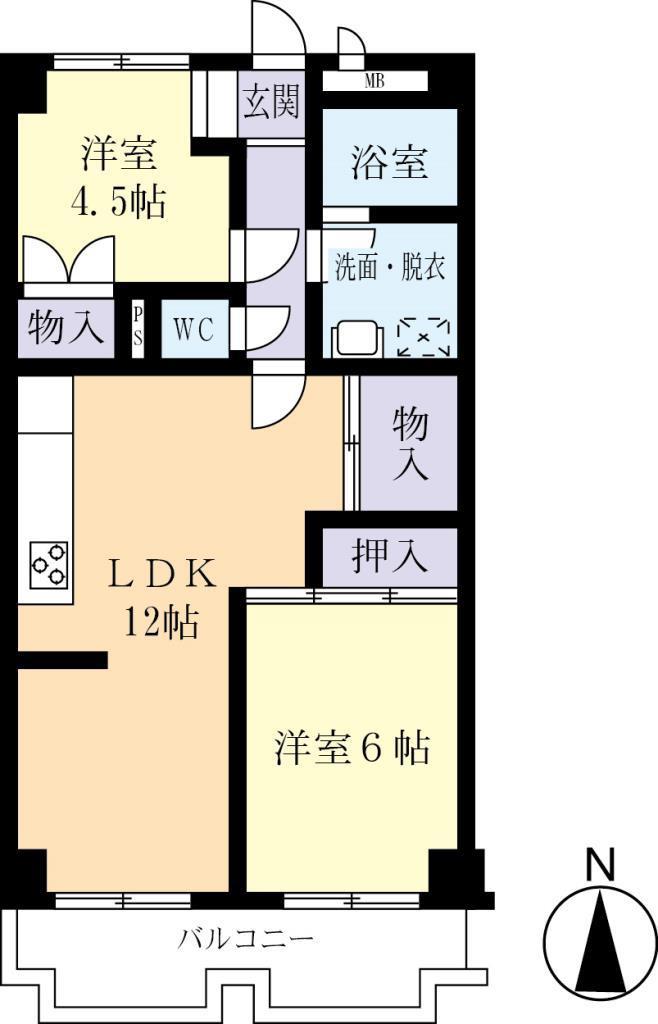 グリーンパレスKOKI(3DK/4階)の間取り写真