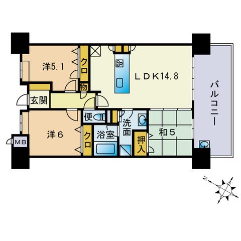 アーバンパレス香椎照葉(3LDK/2階)の間取り写真