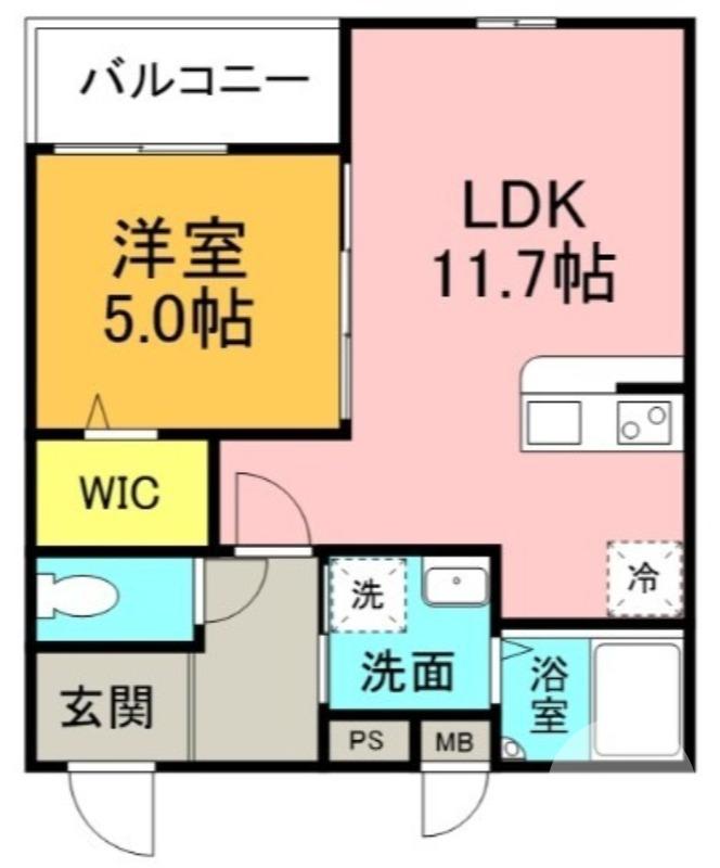 グランメゾンゆずり葉I番館(1LDK/2階)の間取り写真