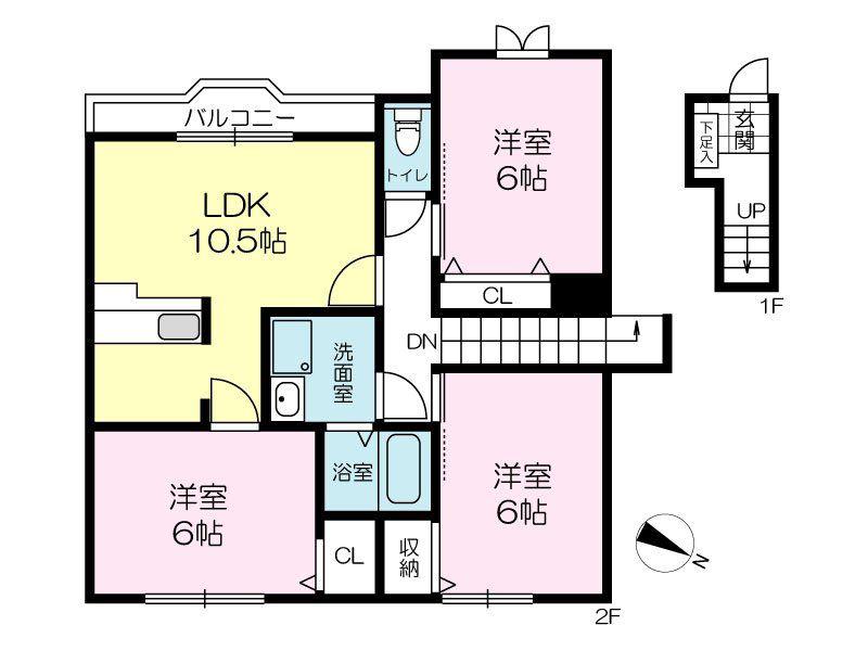 ミルエストレアA棟(3LDK/2階)の間取り写真