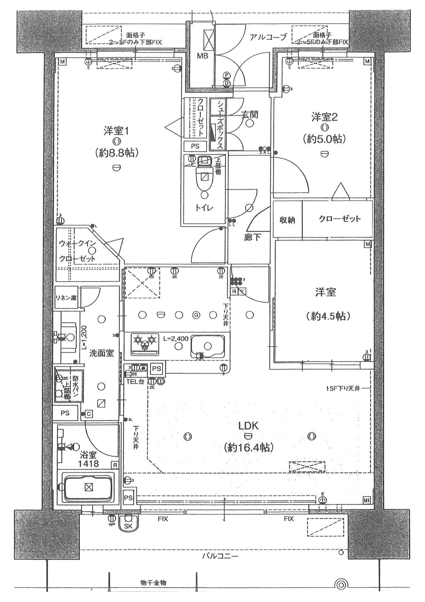 菜花道門COURT(3LDK/14階)の間取り写真