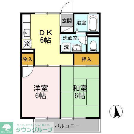 エスポワール(2DK/1階)の間取り写真