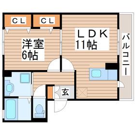 エスポワール(1LDK/1階)の間取り写真