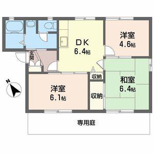 ヴィラ・シャンピニヨンIIF(3DK/1階)の間取り写真