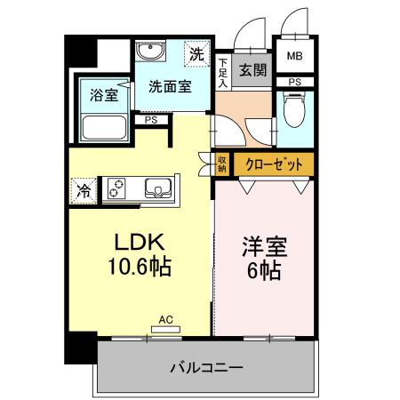 CHULA VISTA CASA DAIDO(1LDK/3階)の間取り写真