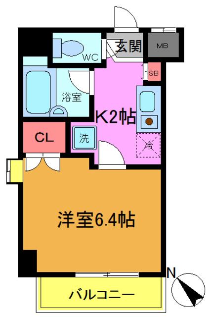 アーク船橋(1K/2階)の間取り写真