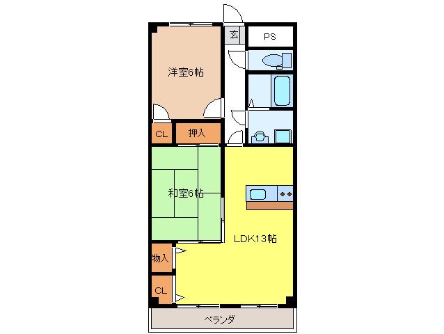 エスペランサ(2LDK/3階)の間取り写真