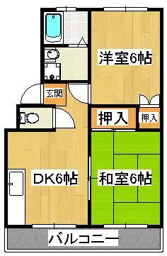 グラーツ西治(2DK/1階)の間取り写真